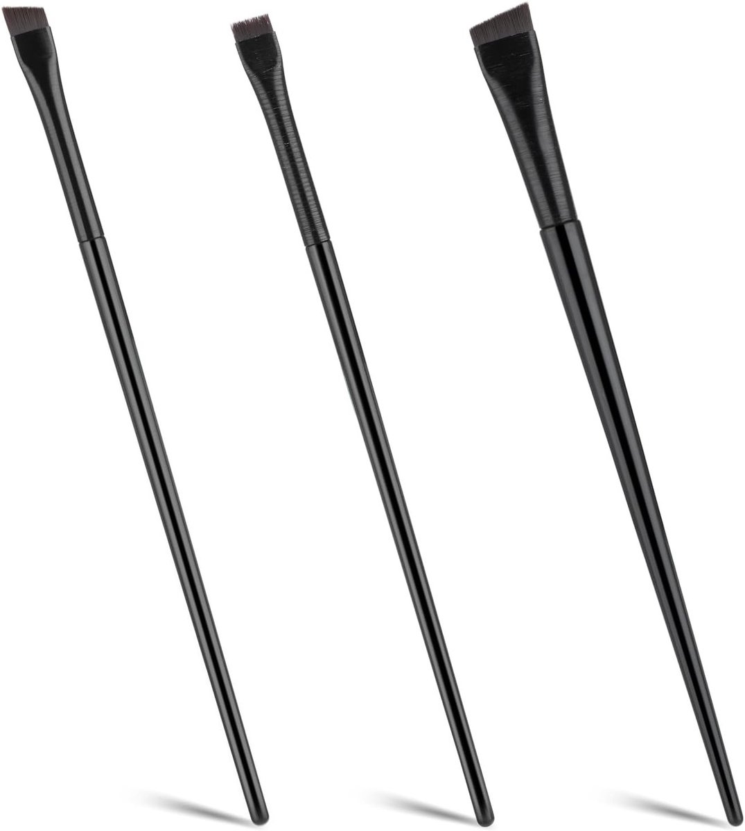 3 Delen Platte Hoekige Eyeliner Borstel Set, Mini Make-up Applicator, Ultra-fijne Punt voor Professionele Oogmake-up en Wenkbrauwstyling