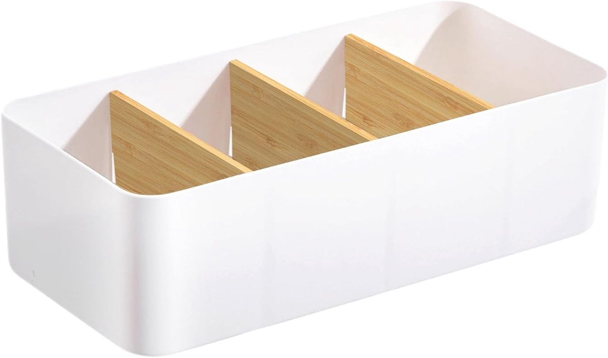 Multifunctionele Bamboe Bureau Organizer met 4 Compartimenten voor Pennen, Cosmetica en Kleine Voorwerpen