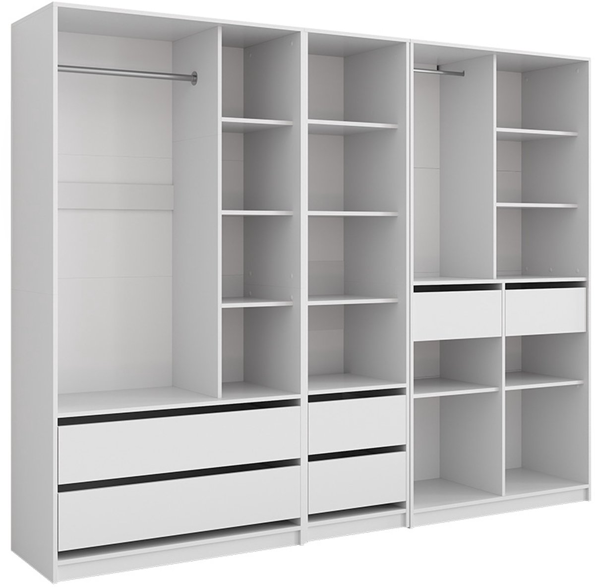 Vicco Elmo Kledingopslagkast – 100 x 200 cm Set van 3 Wit
