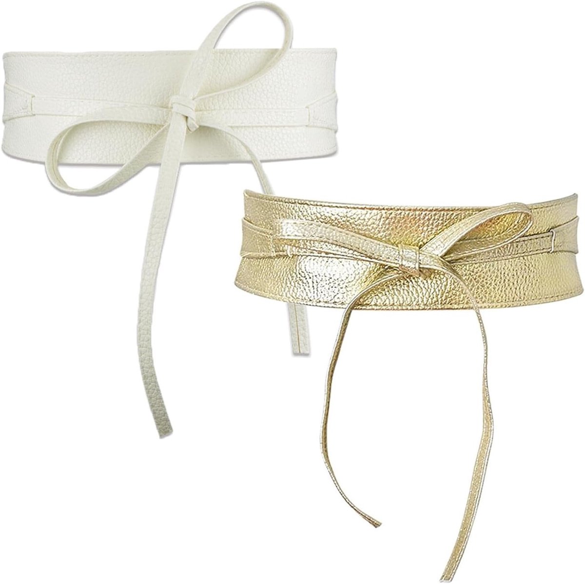 Elegante en veelzijdige leren brede obi riem, verstelbaar voor een perfecte pasvorm, ideaal cadeau voor elke gelegenheid, wit en goud, 220 cm, modeaccessoire, damesriem, trendy outfit