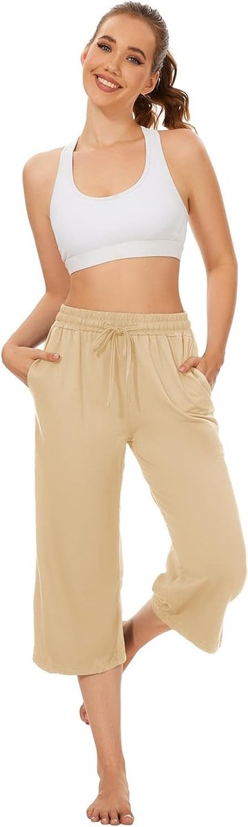 Comfortabele 3/4 sportbroek voor dames met zakken, hoge taille en lichtgewicht design voor yoga en vrije tijd — afbeelding 2