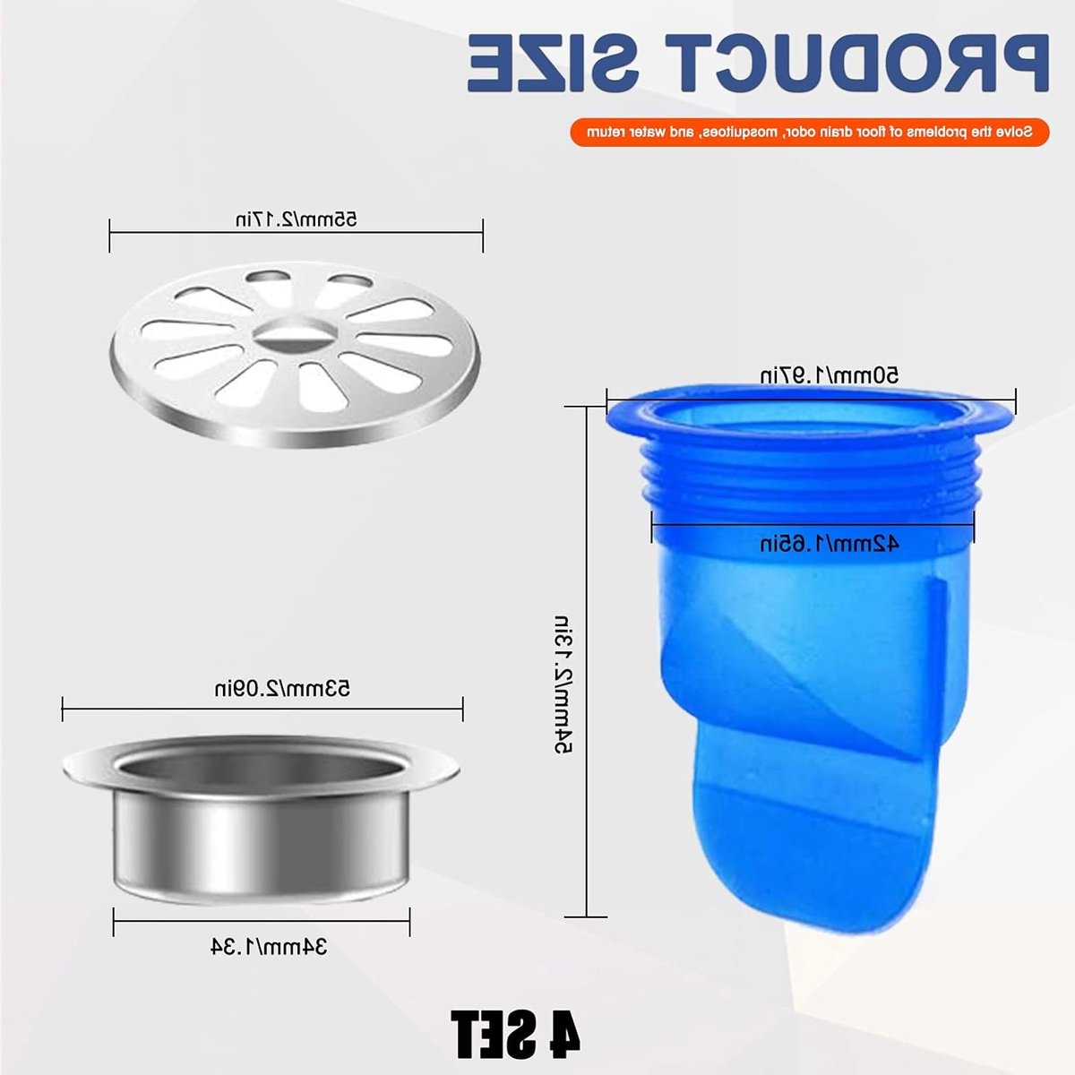 Verstelbare Silicone Doucheafvoer met Unidirectionele Badkamerklep - 4 Stuks, Vloerseal 41-46mm, Waterdicht en Antikalk