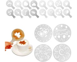 Cake Sjablonen Set van 20 Stuks voor Koffie en Cappuccino Decoratie, Herbruikbare Ronde Cake Stencils en Decoratie Templates
