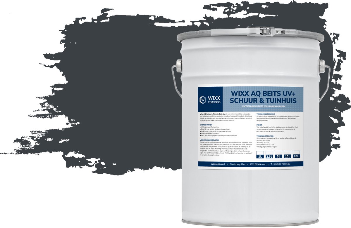 Wixx AQ Schuur en Tuinhuis Beits UV+ - 1L - RAL 7016 | Antracietgrijs
