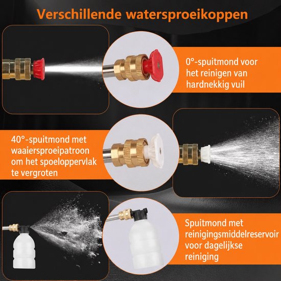 Traumheim®Accu Hogedrukreiniger - Draadloze Hogedrukspuit Auto Wasmachine Set - Complete Accessoires Inclusief 2x Accu — afbeelding 3