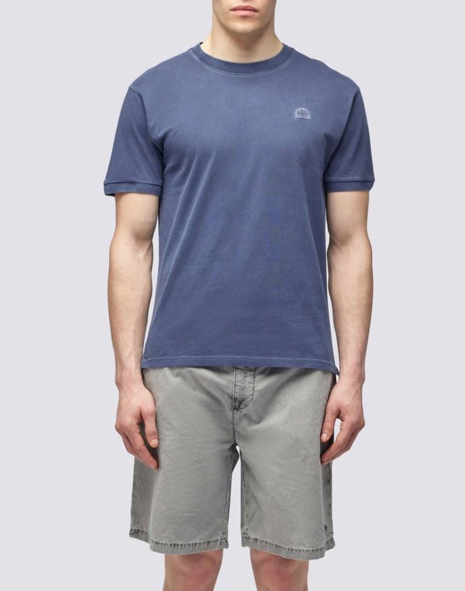 New Dey Garment Dyed Crew Neck T-Shirt Heren NAVY L