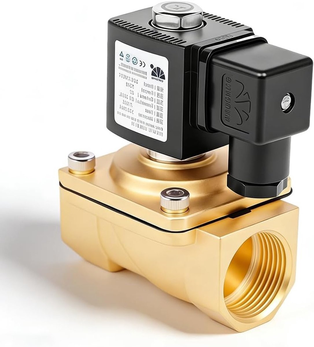 Elektroventiel G1/2 inch, normaal gesloten, 220 V AC, geschikt voor brandstof, lucht, water en olie toepassingen