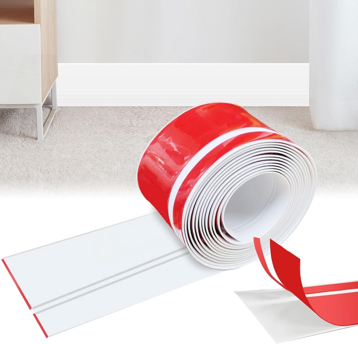 Zachte zelfklevende plinten 20 x 60 mm, flexibele PVC eindstrip voor keuken en badkamer, eenvoudig te installeren en waterbestendig