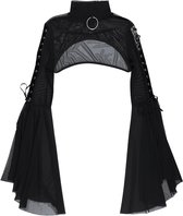 Gothic Lace Shrug Dames Zwart Lange Mouwen Bolero Vintage Punk Jacket Cardigan Crop Top voor Feest, Club en Halloween