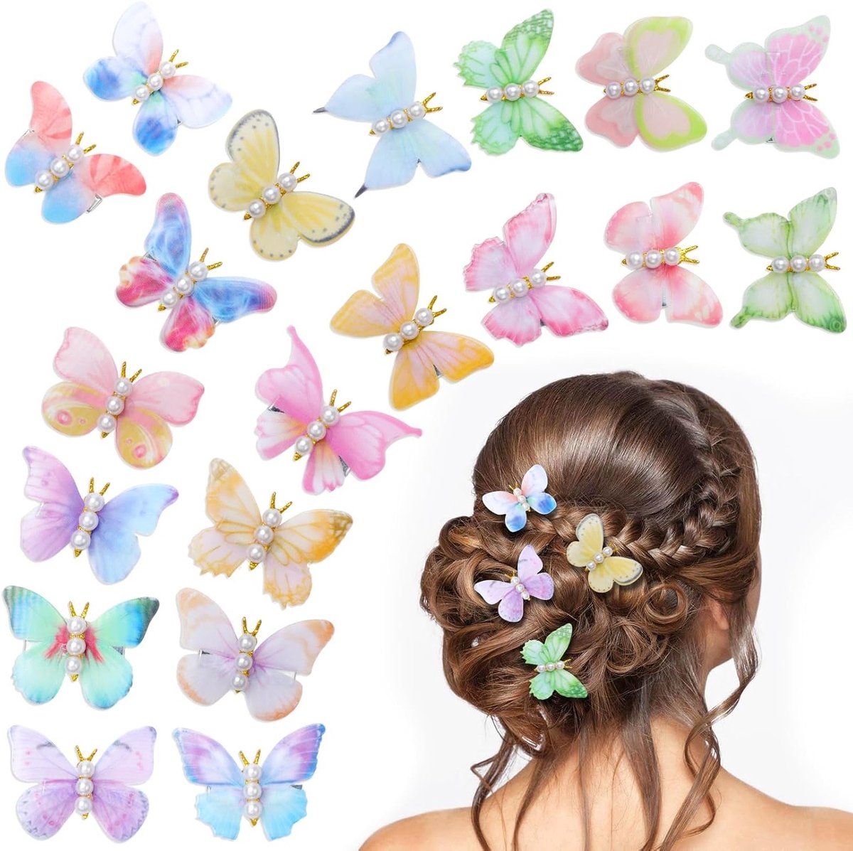 Haaraccessoires - 20 Delen Vlinder Haarspelden - Lichtgewicht en Duurzaam