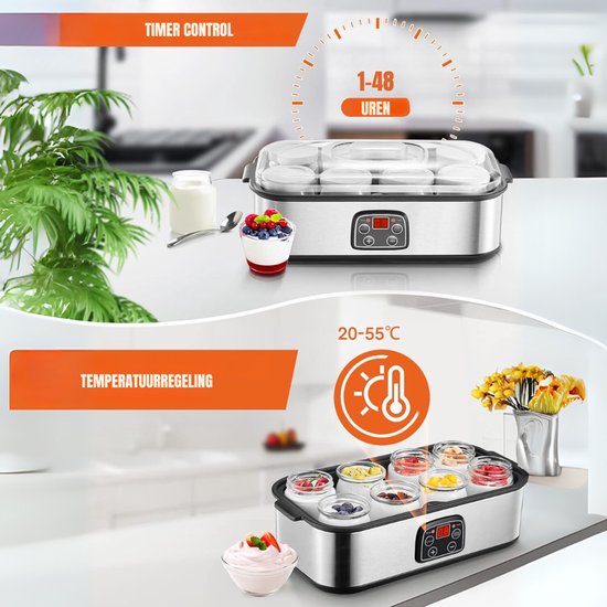 YOR® Yoghurtmaker - Citruspers - Ijsmachine - Zilver - ‎37cm x 18cm x 14cm — afbeelding 3