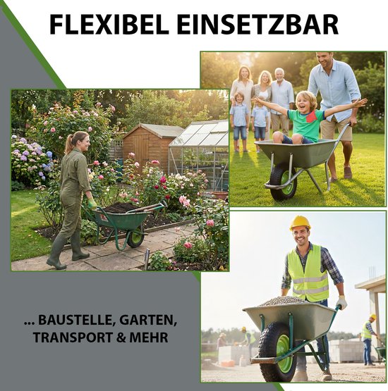 Kruiwagenwiel 4.80/4.00-8 & as Pneumatisch wiel 4PR 400mm Kruiwagenwiel Reservewiel Metalen velg Groen — afbeelding 5