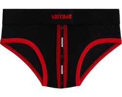 Barcode Berlin Mesh Brief Sicile Black-Red - MAAT M - Erotisch Heren Ondergoed - Slip voor Man - Sexy mannen Slip
