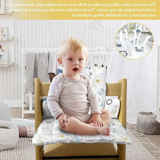 Zitkussen Set met Antislip: Kussens met Schattige Afbeeldingen, Vervangende Kussenhoezen, Gelaagde Coating en Katoenen Vulling voor Stoelen zoals Stokke Tripp Trapp van Merkloos — afbeelding 4