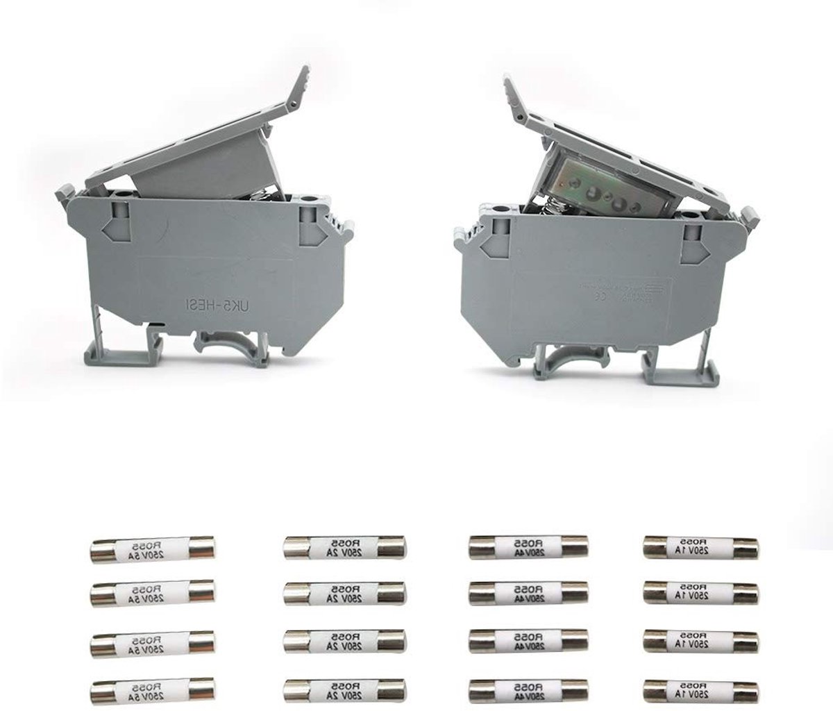 Fusehouder voor DIN-rail - 2 stuks, geschikt voor 220 V AC, met ruimte voor 12 zekeringen, veilig en betrouwbaar