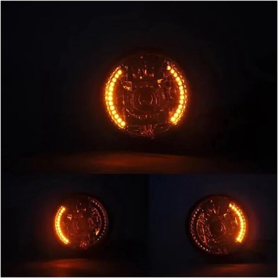 Motorfiets Koplamp - Universeel Verlichting - Veilig Rijden - Geïntegreerd Richtingaanwijzer - 7 Inch - Zwart — afbeelding 2