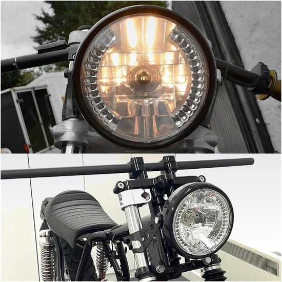 Motorfiets Koplamp - Universeel Verlichting - Veilig Rijden - Geïntegreerd Richtingaanwijzer - 7 Inch - Zwart — afbeelding 3