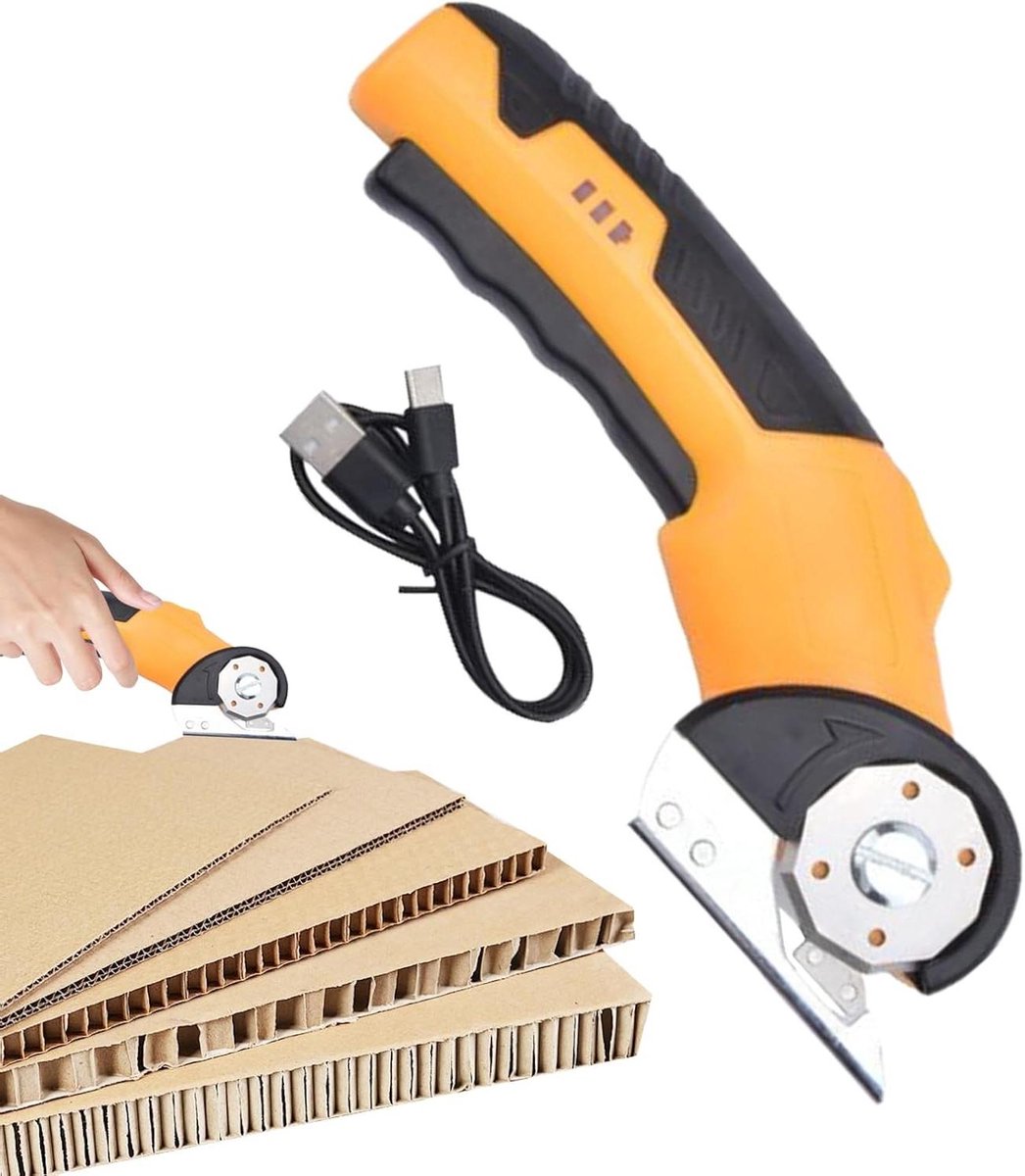Elektrische Schaar - Draagbare Snijder - Precisie Snijwerk - Met LED-verlichting - 340 gram - Geel