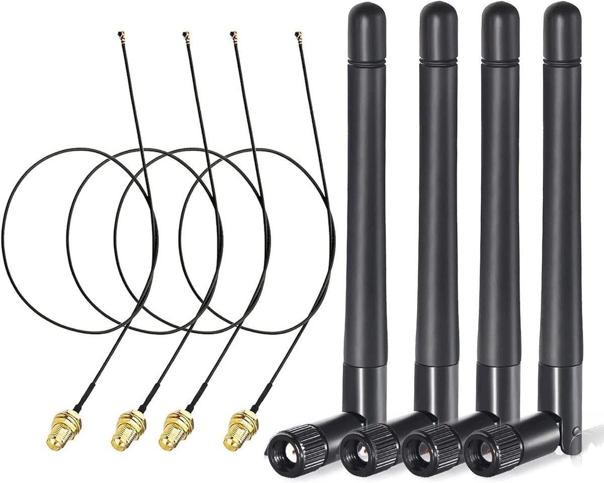 WLAN Antenne Set - Wifi Versterker - Netwerk Verbetering - Dual Band 2.4/5.8GHz - 4 Stuks - Zwart