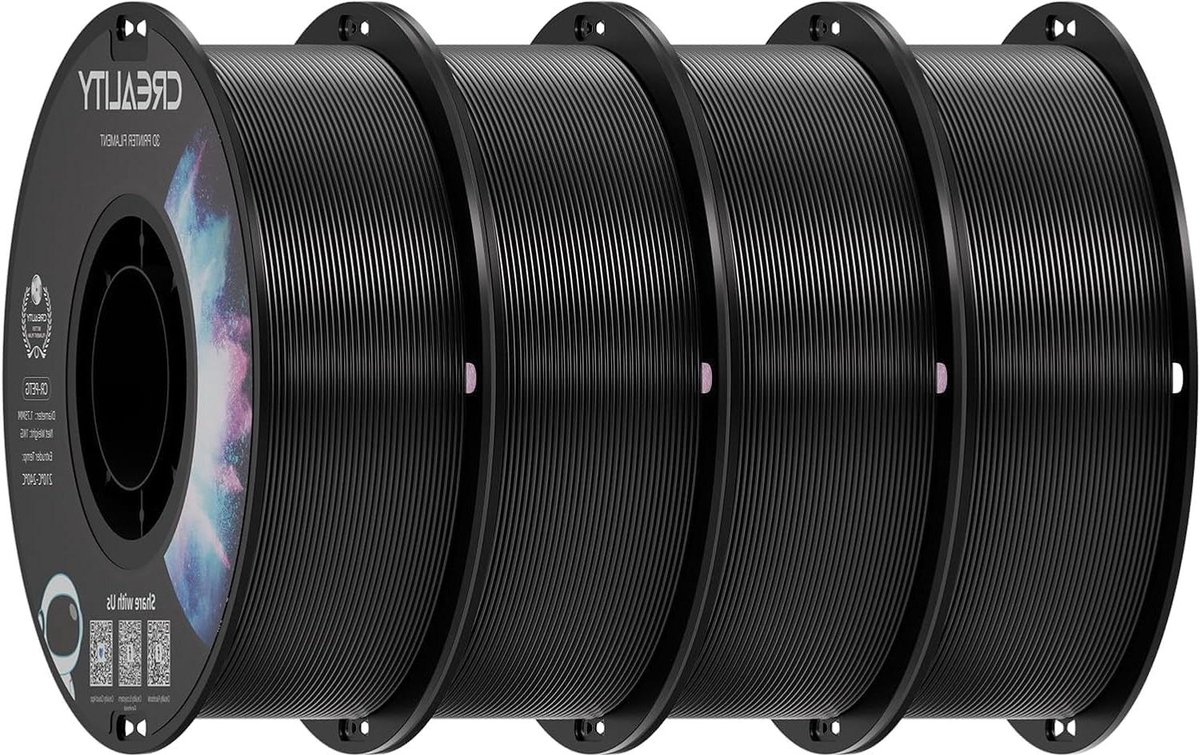 3D Printer Filament - PETG Spoelen - Modellen Printen - Hoge Taaiheid - 4 x 1 kg - Zwart