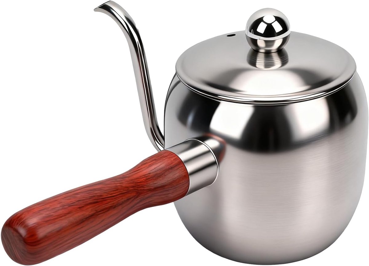 Waterkoker Zwanenhals - Koffie Ketel - Buiten Koken - Nauwkeurige Waterstroom - 500 Ml Capaciteit - Zilver