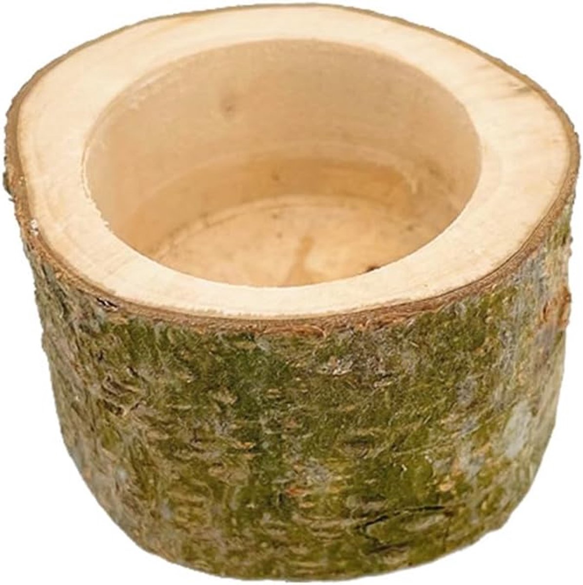 Voederbak Hout - Voerbak Knaagdier - Kleine Dieren - Natuurlijke Stam Vorm - 7 x 4 cm - Houtkleur