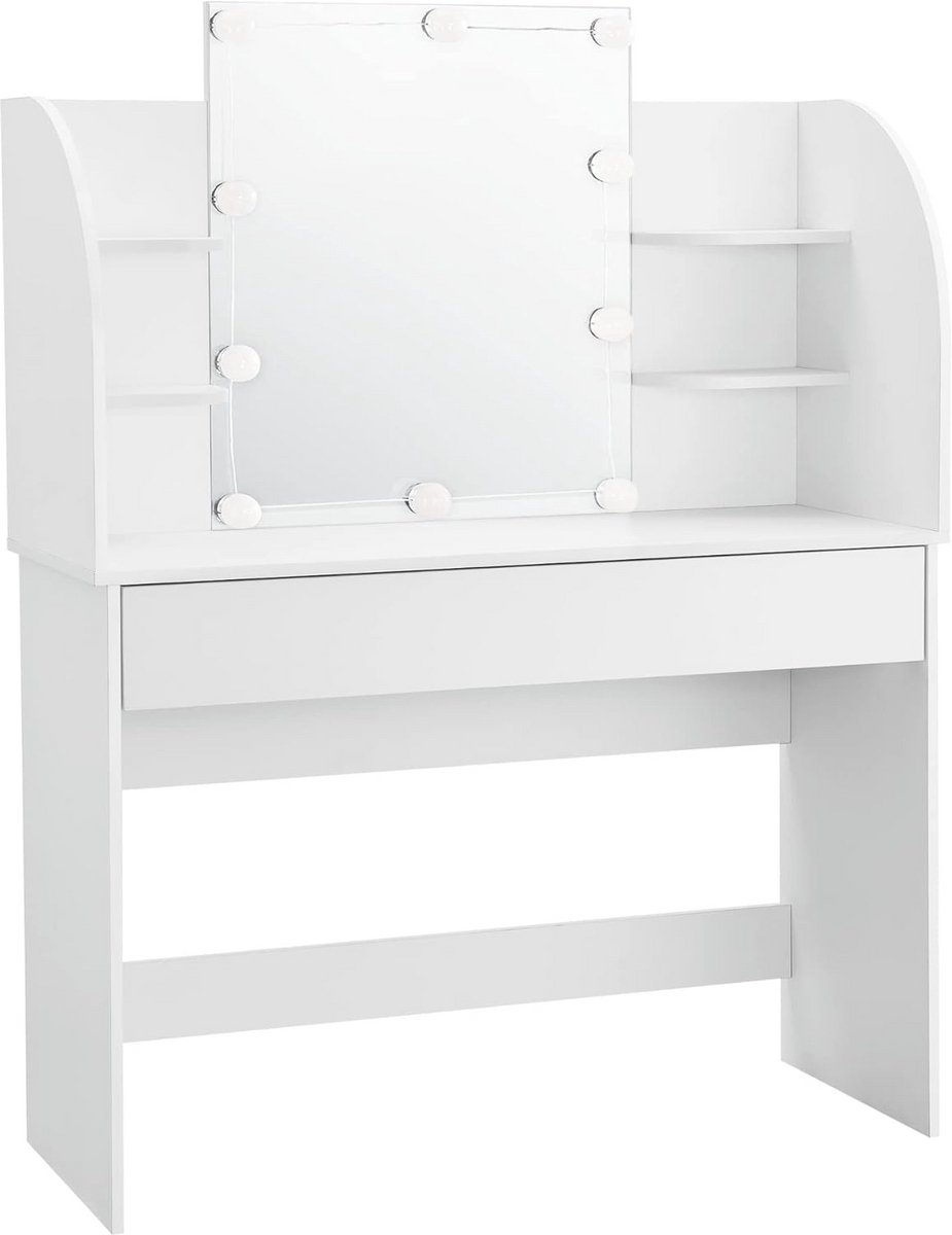 Kaptafel met Spiegel en Instelbare LED-Verlichting - Wit