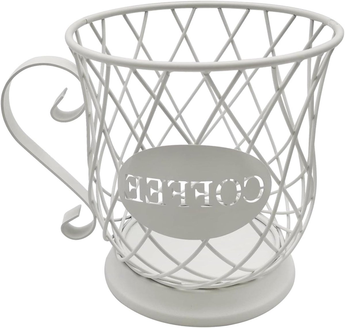 Opbergmand Koffiepads - Capsulehouder Bekers - Koffie Bar - Grote Capaciteit - 35 Koppen - Wit