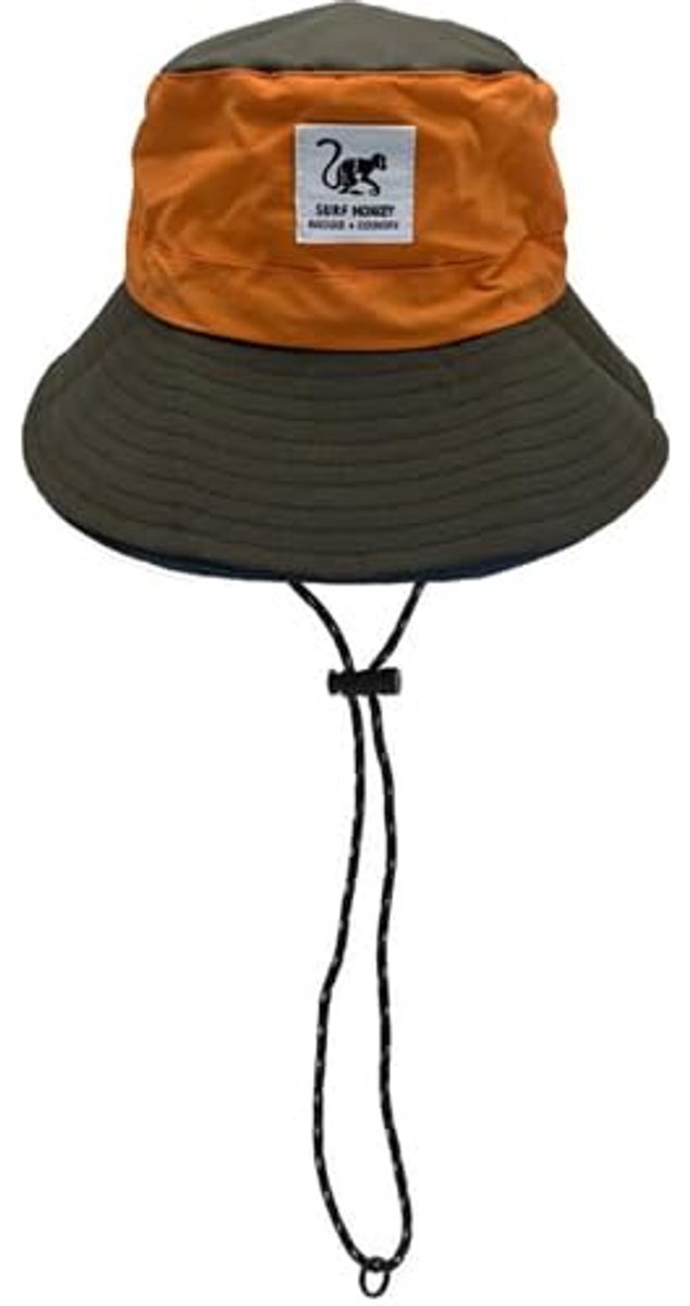 Waterdichte booniehoed voor heren/dames - One size - Opvouwbaar (Oranje/Olijfgroen)