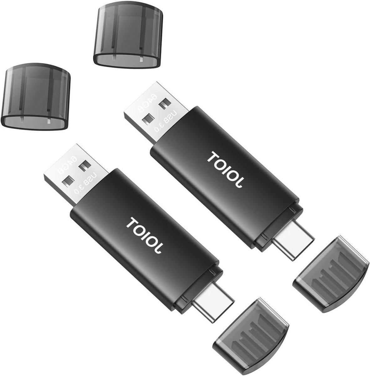 USB Sticks - Flash Drives - Bestanden Overzetten - 2-in-1 Design - 2x 32 GB - Zwart