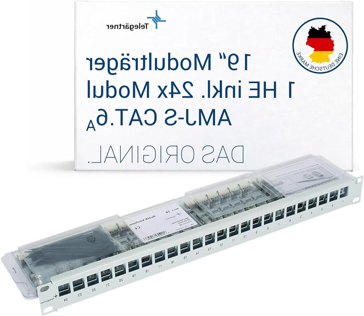 Netwerk Patchpaneel - Ethernet Paneel - Netwerk Installatie - 24 Poorts - 1 HE - Zwart