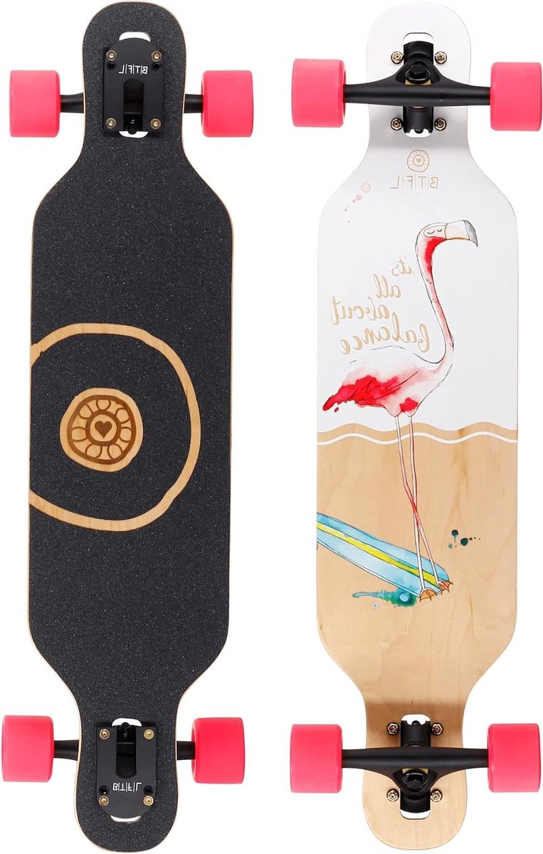Kinder Longboard - Compleet Skateboard - Buiten Rijden - 7 Lagen Esdoorn - 80 cm - Tiffy Design