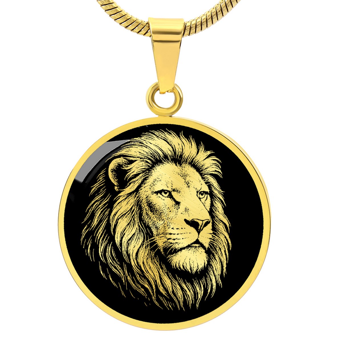 Symbolic Gifts - Leeuwen Ketting Goud Kleurig Waterproof Majestic Lion Hanger - Premium Stainless Steel - Sieraad Cadeau - Verstelbaar 45 - 56 cm