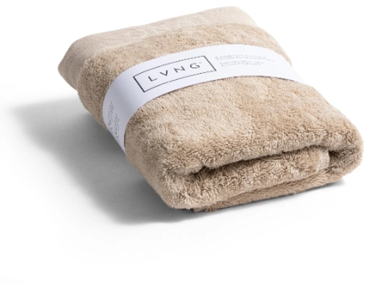 LVNG Handdoek 50 x 100 - 100% Biologisch Katoen - 600g/m2 - Hotelkwaliteit - Luxe handdoek - Badtextiel - Beige