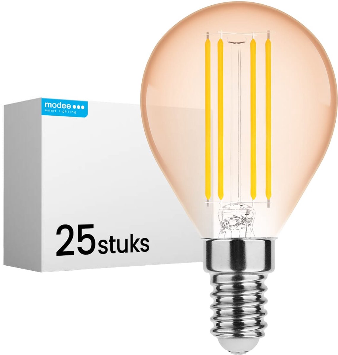 Modee E14 LED Lamp 4W - 360lm - 1800K - Warm Wit - LED Filament Amber Globe Mini P45 - Vervangt 33W Halogeen Gloeilamp - 25 stuks