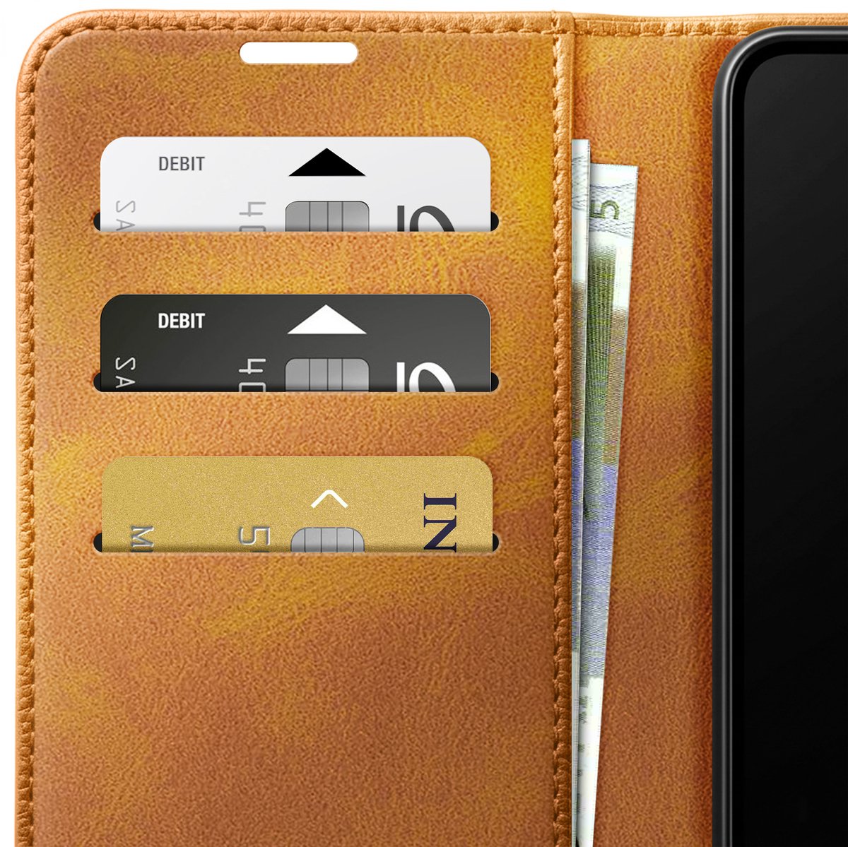 Zanae, Étui Portefeuille pour Geschikt voor Apple iPhone 16 Pro Max Édition Columbia avec Fonction Support, Lichtbruin