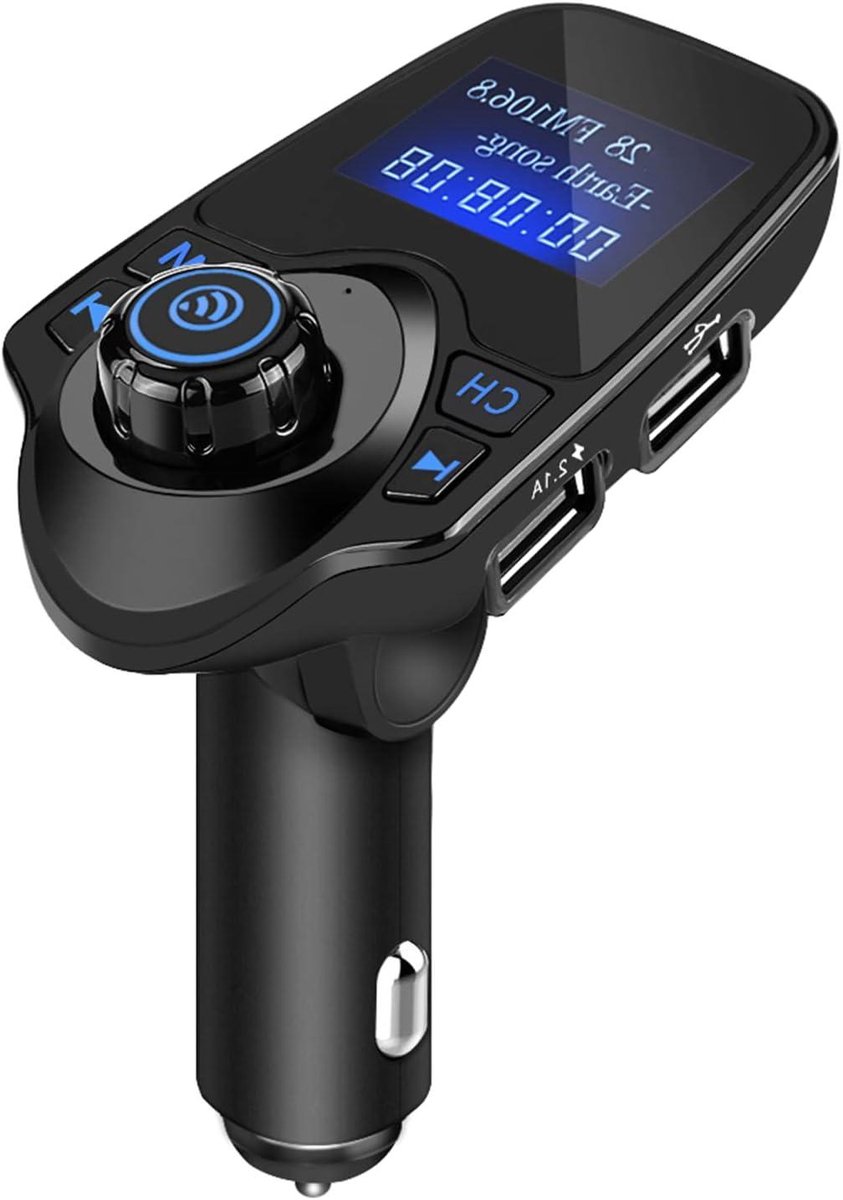 Carkit FM-zender - Draadloze Muziek - Veilig Bellen - Ruisonderdrukking - 2.1A USB - Zwart