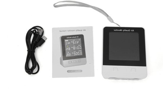 Luchtkwaliteitsmonitor - CO2 HCHO TVOC - Binnenklimaat Controleren - Draagbaar Compact Design - 11 x 8.7 x 3.2 cm - Zwart