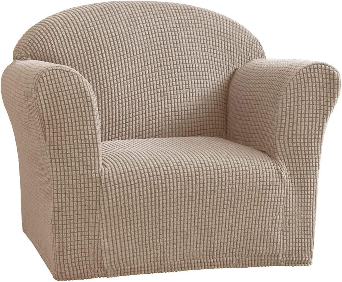 Kinderfauteuil hoes - Bank beschermhoes - Meubels beschermen - Hoogwaardig stretch materiaal - 50-61 cm lengte - Zandkleur