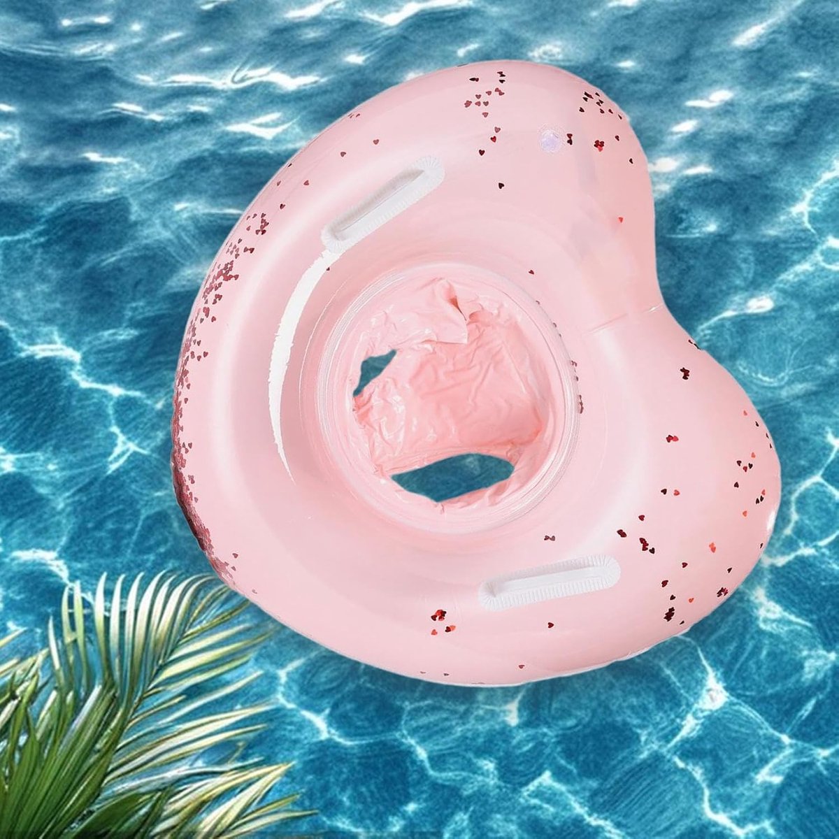Opblaasbare zwemring - Baby zwemhulp - Veilig zwemmen - Hartvorm met handgrepen - 62 cm buitendiameter - Roze