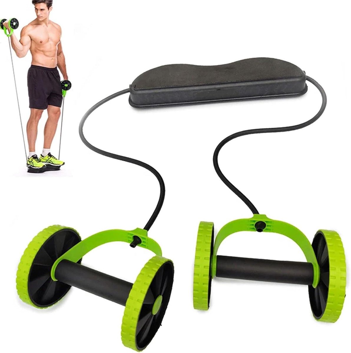 Buikspierwiel - Core trainer - Core verstevigen - Verstelbare lengte - 49 x 21 x 14 cm - Groen