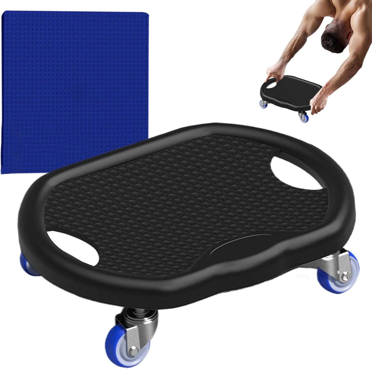 Ab Wheel Board - Buiktrainer Rol - Thuis Krachttraining - Ergonomische Handgreep - 32 x 27 cm - Zwart