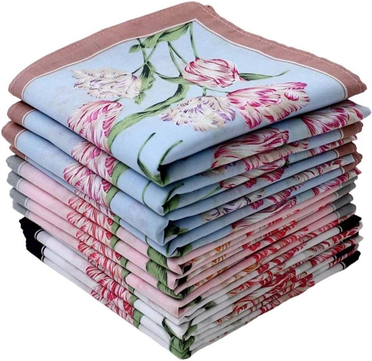 Dames zakdoeken - Bloemenprint zakjes - Feestelijke decoratie - Zacht en duurzaam - 45x45 cm - Kleurrijk