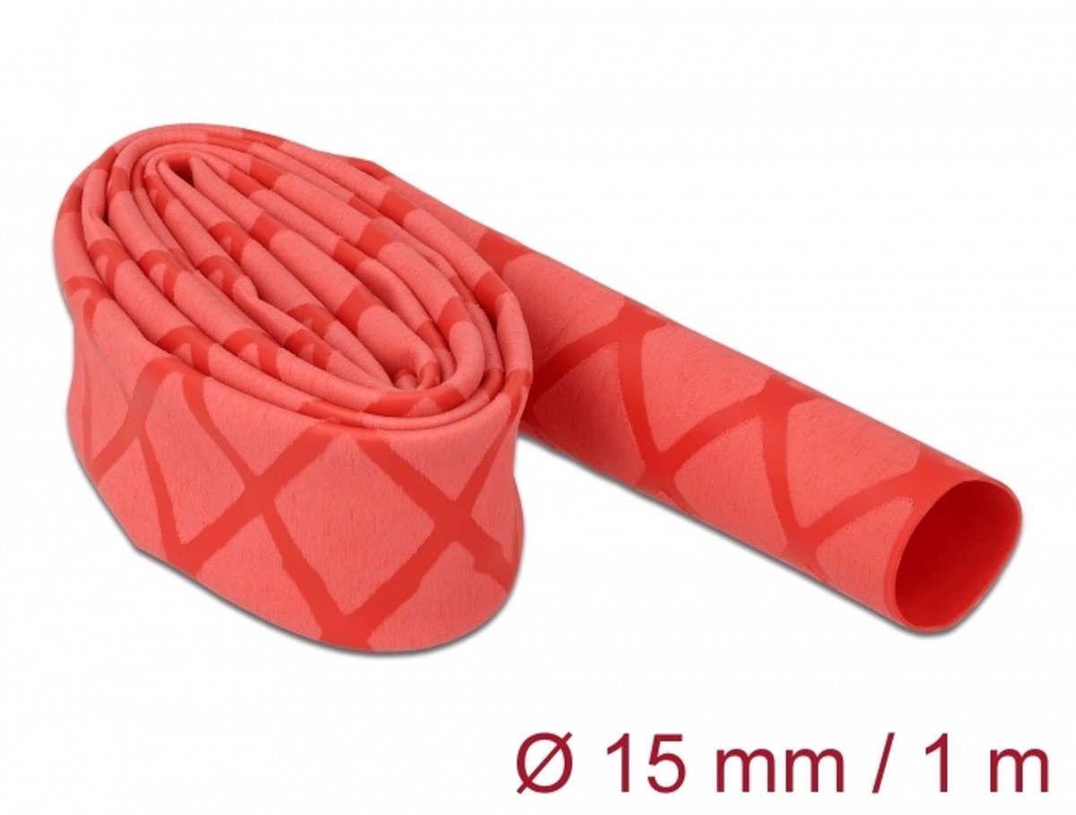 Warmte krimpbuis x-patroon niet-slip 1 m x 15 mm rood