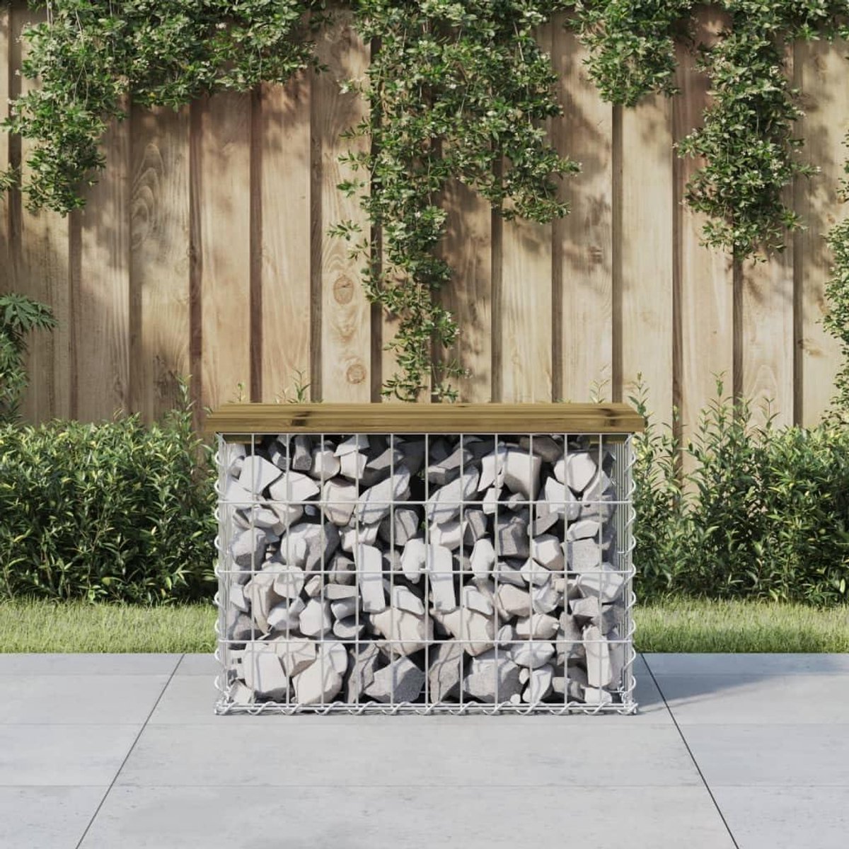 Schanskorfbank Tuinbank - Zitbank Steenkorf - Ontspannen Buiten Zitten - Massief Grenenhout Zitting - 63 x 315 x 42 cm