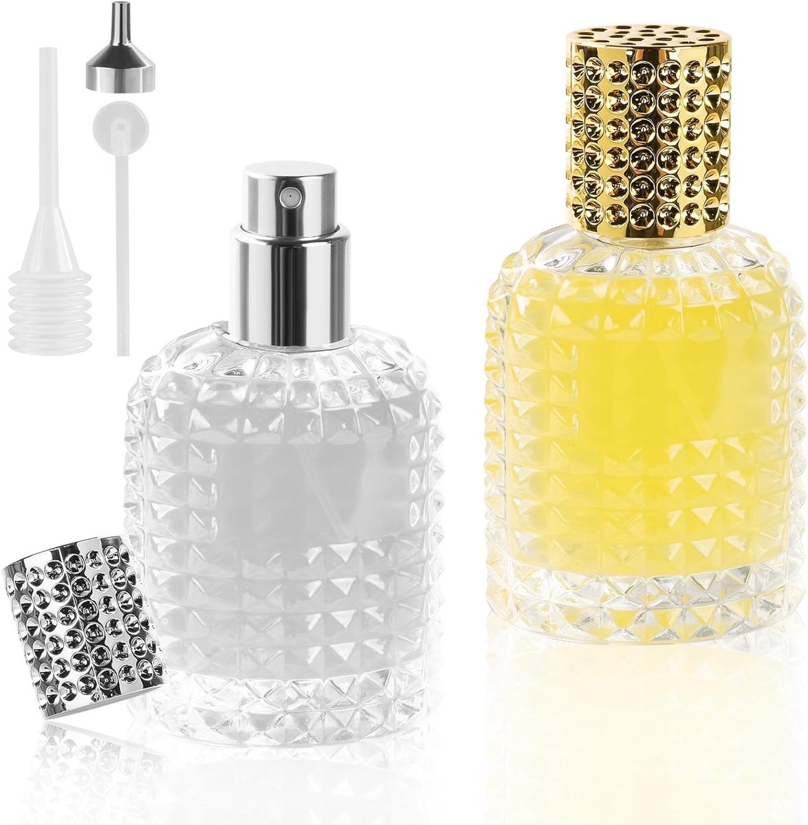 Vulbare Refillable Parfumfles van Glas - Draagbare Transparante Parfumflacon voor Reizen en Afspraakjes (50ML, 2 Stuks)