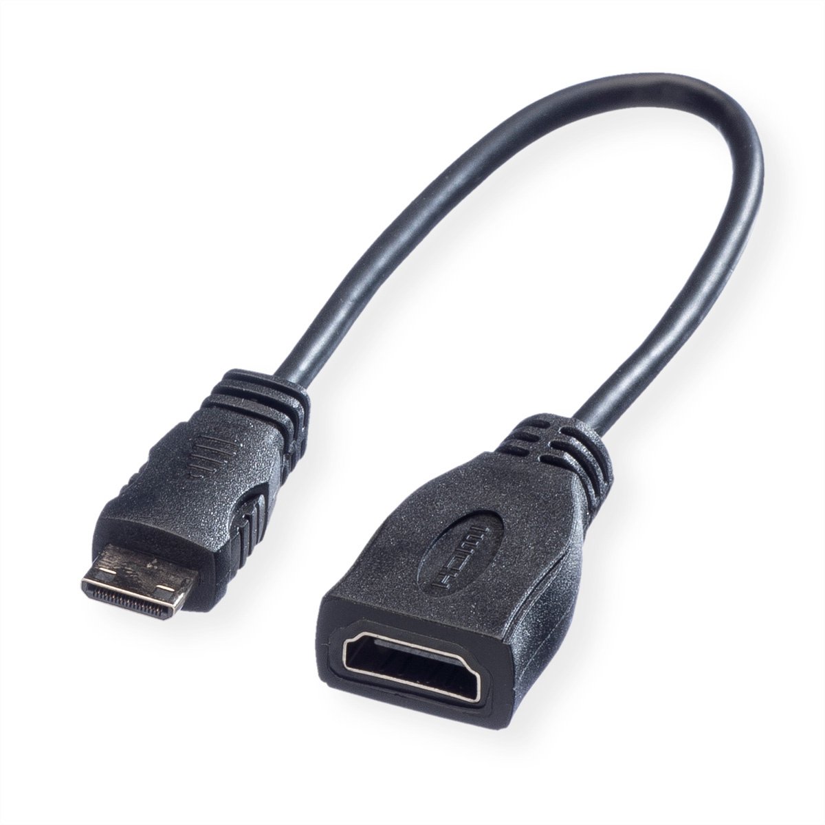 ROLINE Monitorkabel HDMI High Speed met Ethernet, HDMI Female - Mini HDMI Male 0,15m