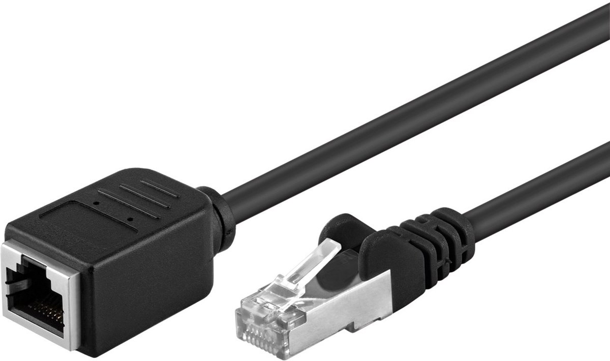 FTP CAT5e Gigabit Netwerk Verlengkabel - CU - 0,5 meter - Zwart