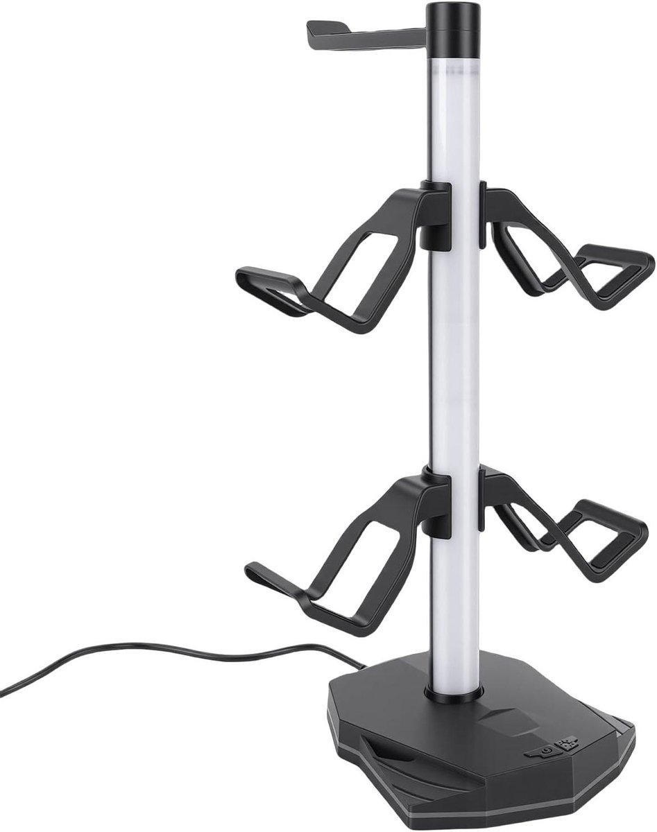 Hoofdtelefoonstandaard - Controllerhouder - Gaming setup - Met RGB-verlichting - 31 cm - Zwart