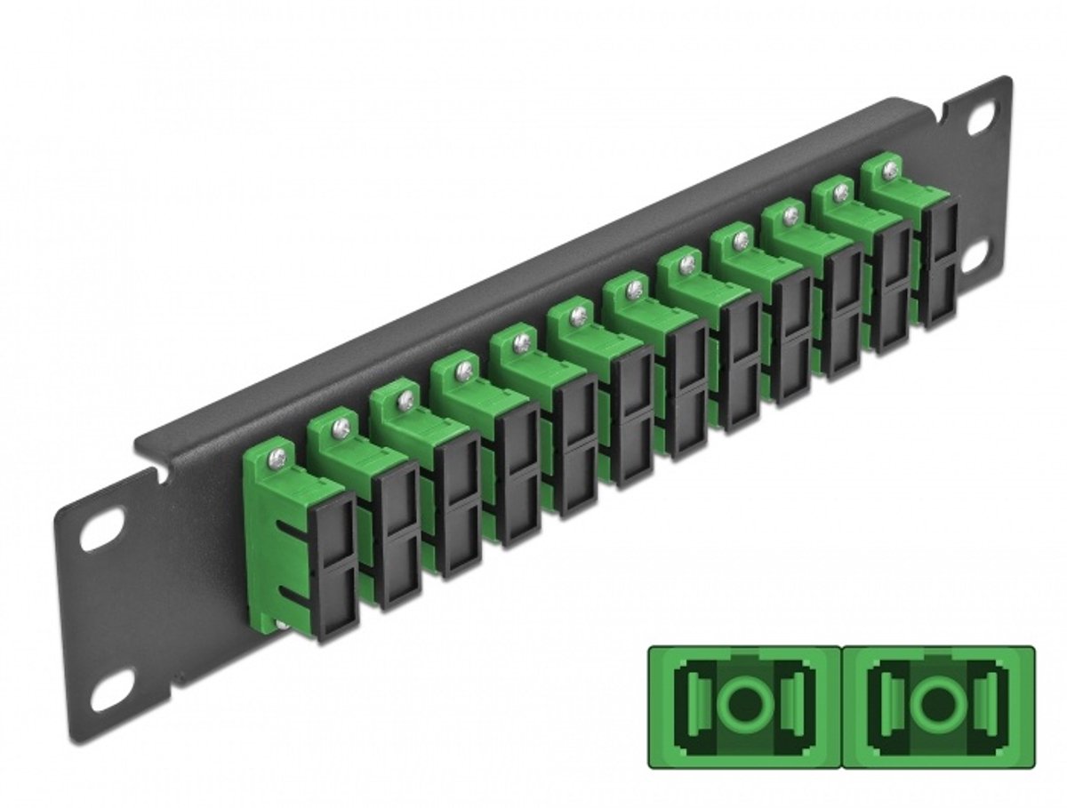 10 inch glasvezel patch panel 12 poort SC duplex groen 1U zwart